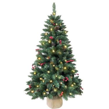 Imagem de Árvore de Natal SZCXTOP pré-iluminada de 1,2 m com 100 luzes LED e dec