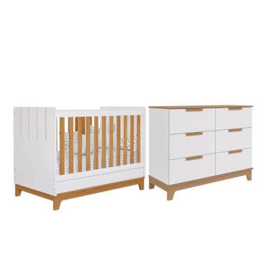Imagem de Kit Berço biscoito e Cômoda Bebê Pistache 100% MDF Permobili