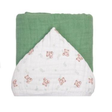 Imagem de Toalha Banho Soft Premium Liso Papi Baby com Capuz - Papi Textil, Verd