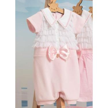 Imagem de Macacão Curto Plush Luxo Bebê Menina Renda Tule Lessa B9054 - Lessa Ki