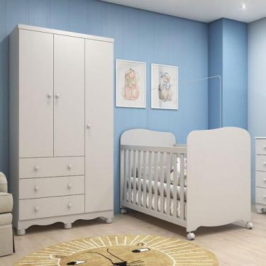 Imagem de Quarto de Bebê Berço e Guarda-Roupa 3 Portas 100% MDF Mimo Espresso Mó