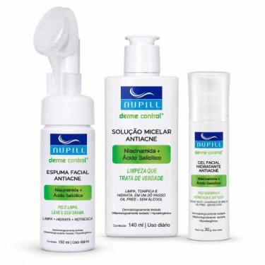 Imagem de Kit Nupill Derme Control Antiacne: Espuma Facial 150ml, Solução Micela