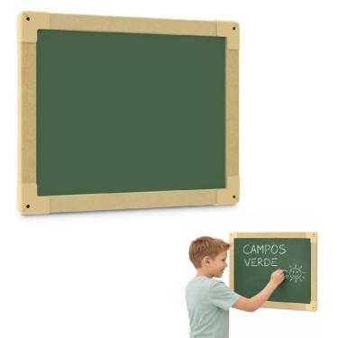 Imagem de Quadro Lousa para Giz com Moldura de MDF 30X40CM Kit com Cantoneiras de Proteção Verde