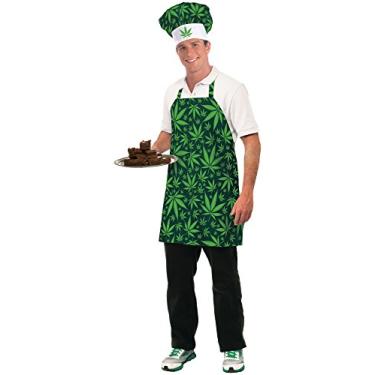 Imagem de Forum Novelties Chapéu e avental masculino de fantasia de cannabis, Conforme mostrado., Tamanho Único