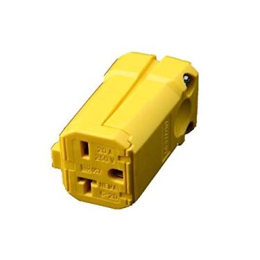 Imagem de Leviton 5459-VY 20 Amp, 250 Volts, Conector, Lâmina Reta, Grau Industrial, Aterramento, Python, Amarelo