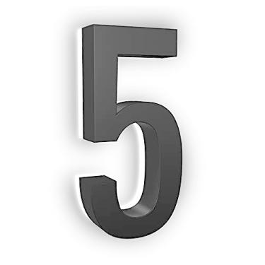 Imagem de Número da casa LED retroiluminado de 17 cm – Número de endereço moderno de aço inoxidável com luz branca 6000 K, suporte de acrílico – alimentado por 12 V, placa de montagem vendida separadamente