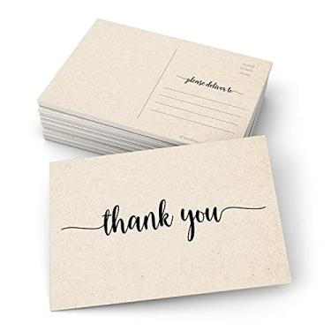 Imagem de 321Done Cartões postais rústicos Kraft de 8,9 cm x 12,7 cm (50 cartões) – Cartão postal simples de agradecimento para casamento, noivado, chá de bebê, graduação, todas as ocasiões – Serve nos EUA