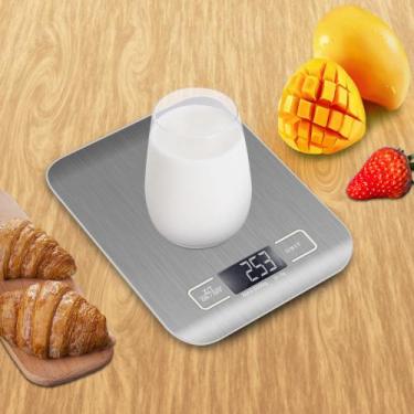 Imagem de Balança Digital Cozinha Aço Inox 5Kg Precisão Dieta Fitness - Vr