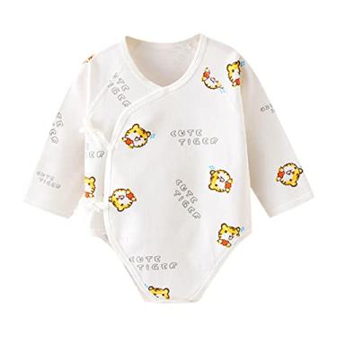 Imagem de Macacão fofo de manga comprida com estampa de animais para bebês recém-nascidos e meninos (amarelo, 0-2 meses)
