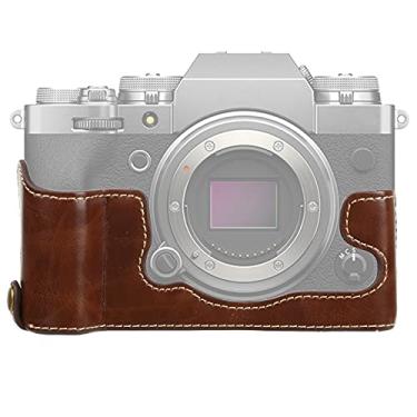 Imagem de HONGYAN capa da câmera 1/4 de polegada de polegada PU câmera de couro meia base para fujifilm x-t4 acessórios para câmera