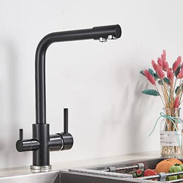 Imagem de Torneira de filtro de água cinza preto torneiras de cozinha misturador filtro de água potável torneira de pia de cozinha torneira de água quente e fria para cozinha, pontos pretos, china
