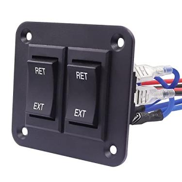 Imagem de TWTADE 2 peças de polaridade momentânea reversa interruptor de controle do motor para cima para baixo 20A 50V DC/15A 250V AC 6 pinos 3 posições (ON)-Off-(ON) com painel, fio KCD2-7-223-6PIN+M-075-2K+X