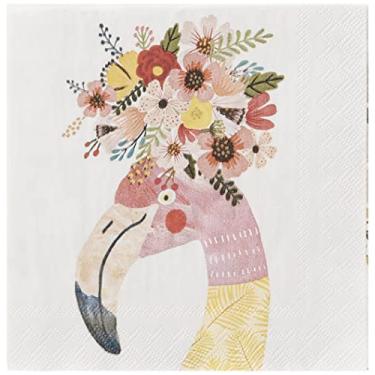 Imagem de Boston International Guardanapos de papel para coquetel C833200 IHR 12,7 x 12,7 cm, flamingo floral