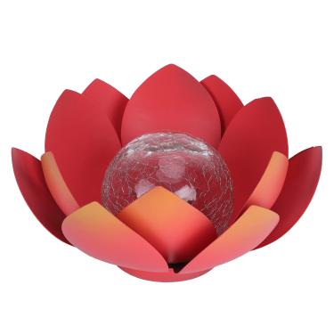 Imagem de Hyuduo luz solar, vidro de metal externo decorativo à prova d'água luz de jardim sem necessidade de instalar lâmpada de mesa LED flor de lótus, luz solar