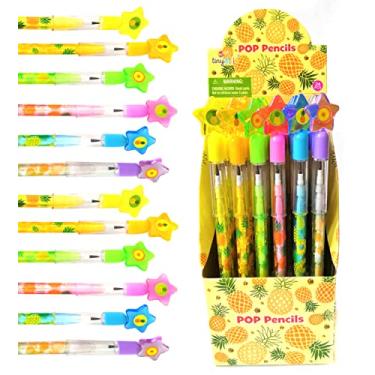 Imagem de TINYMILLS 24 Pçs Abacaxis Multi Ponto Empilhável Empilhável Pencil Sortimento com Borracha para Lembranças de Festa Luau, Recompensas de Sala de Aula Preenchimentos de Pinata Prêmio de Carnaval