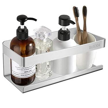 Imagem de ABCHWS Prateleira de chuveiro autoadesiva, colar no chuveiro do banheiro e prateleira de parede do organizador de armazenamento, suporte de condicionador de esponja de sabão de aço rack de cozinha