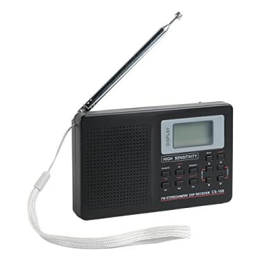 Imagem de Rádio de bolso portátil AM FM, rádio digital de banda completa com teclas de luz de fundo, rádio com alto-falante e fone de ouvido, despertador, função de memória, exibição de número de banda, 2 pilhas AA