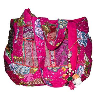 Imagem de Tribe Azure Fair Trade Bolsas de ombro femininas de algodão, rosa, One Size