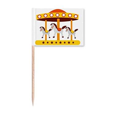 Imagem de Parque de diversões, ilustração de carrossel colorido, palito, bandeiras, marcador, decoração de festa