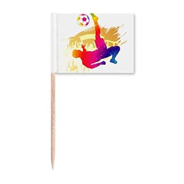 Imagem de Cheered Football Player Bicycle Kick Toothpick Flags Marker Topper Party Decoration