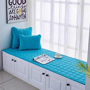 Imagem de Tapetes de área para janela saliente redonda xadrez coral veludo tapete macio antiderrapante lavável tapete decorativo sala de estar quarto infantil sala de estudo sofá de cabeceira varanda, azul celeste, 80 * 200 cm