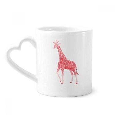Imagem de IUCN Caneca de girafa vermelha de animais ameaçados de extinção caneca de café cerâmica copo de coração de vidro