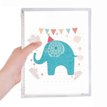 Imagem de Caderno colorido com bandeira azul de elefante e chapéu vermelho diário de folhas soltas recarregáveis papelaria
