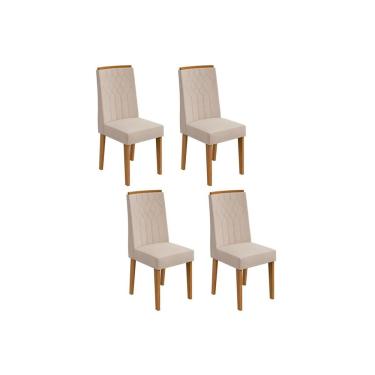 Imagem de Kit 4 Cadeiras Sala Jantar Exclusive 4 Un Rovere/Amêndoa/Linho Rinzai Bege - Lopas