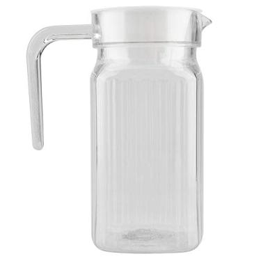 Imagem de Jarro de leite infantil Tcher – Frasco de suco transparente acrílico de 500 ml com tampa – listrado, gelo, para bar e casa, Transparente., 500ML, Moderno