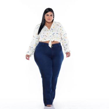 Imagem de Calça Jeans Flare c/ Fixa Lateral Feminina Plus Size 44 ao 66 3185