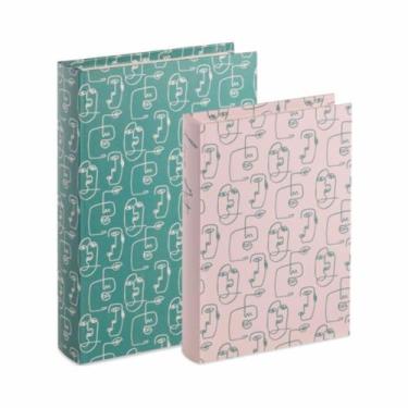 Imagem de Kit 2 Livros Caixa Estampados Verde E Rosa - Mart