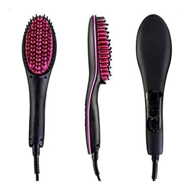 Imagem de Escova Elétrica Alisadora Cabelo visor LCD aquece até 230ºC Preto com Rosa