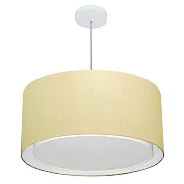 Imagem de Lustre Pendente Cilíndrico Duplo Cúpula Tecido 30/55x50 cm, Vivare Iluminação, Pendente4296 LA, Algodão Cru, Médio