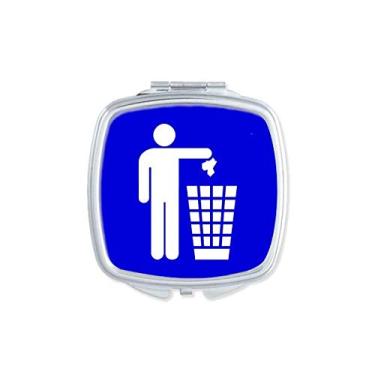 Imagem de Rubbish Blue Square Warning Mark Espelho portátil compacto bolso maquiagem dupla face vidro