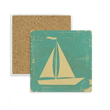 Imagem de Esporte Sailing Ilustração Azul Padrão Quadrado Porta-copos Porta-copos Caneca Suporte Subplaca Pedra Isolamento