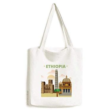 Imagem de City Castle Ethiopia Art Deco Gift Fashion Tote Canvas Bag Shopping Satchel Casual Bolsa