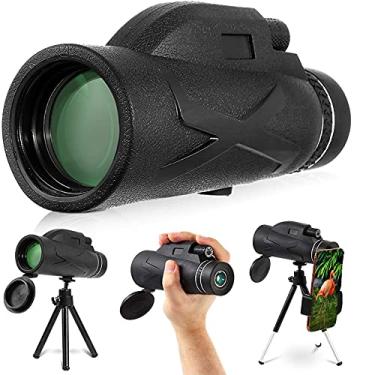 Imagem de Telescópio monocular 80x100, luneta monocular HD de alta potência BAK4 atualizada para observação de pássaros/ao ar livre, telescópio zoomable com suporte para smartphone e tripé para adultos