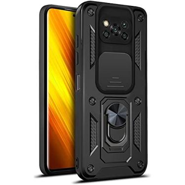 Imagem de MOONCASE Capa para Xiaomi Poco X3 NFC, camada dupla ultra fina PC+capa de proteção contra quedas de nível militar TPU macio com suporte magnético para capa para Xiaomi Poco X3 NFC- preta