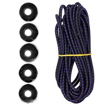 Imagem de Kits de cordas de choque Paracord Planet Ball – 3 m de cabo de choque de 0,5 cm – para acampamento, eventos, tendas, caminhadas, lonas e usos ao ar livre (linha azul fina)