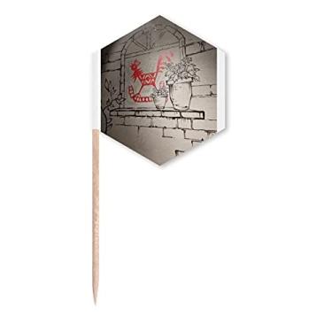 Imagem de Bandeiras chinesas de palito de palito de palito, estilo galo vermelho, estilo corte de papel, palitos de cupcake, festa comemoração