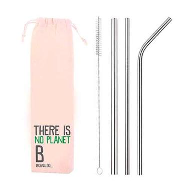 Imagem de Kit 5 em 1-3 Canudos de Inox + Escova + Ecobag (Shake 8mm) - Planet B