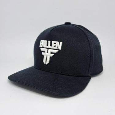 Imagem de Boné Fallen Snapback Sarja Bordado Preto E Branco Aba Curva