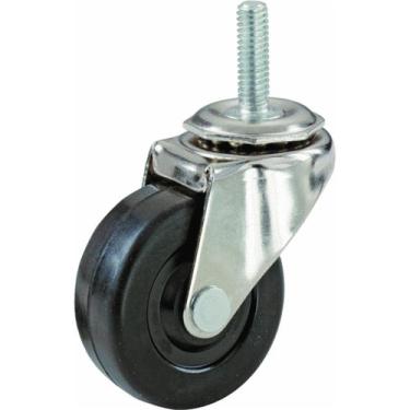 Imagem de Shepherd Hardware Rodízio de haste 9196 de 10 cm, roda de borracha macia, diâmetro da haste de 1,2 cm, capacidade de carga de 52 kg