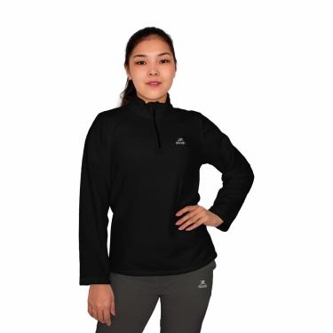 Imagem de Blusa Fleece Solid LS/ZM - Feminino - Muvin - VFS-5100 (Preto, EG)