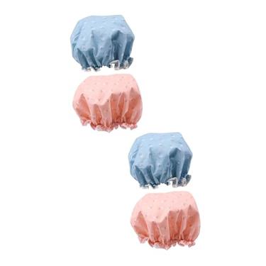 Imagem de FOMIYES 4 Pcs Touca Banho Suprimentos De Acessórios De Chuveiro Touca De Banho De Camada Dupla Boné De Prevenção De Lampblack À Prova D'água Lavar a Cabeça Senhorita