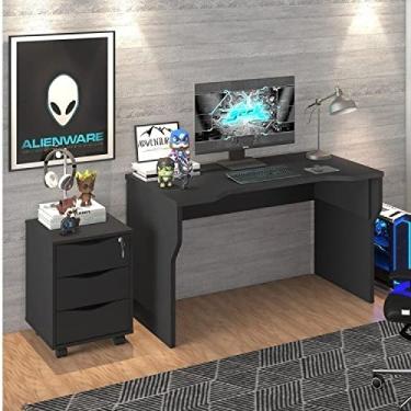 Imagem de Conjunto Home Office Escrivaninha com Regulagem de Altura Gaveteiro 3 Gavetas