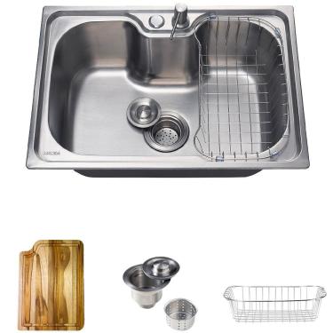 Imagem de Cuba para cozinha gourmet pia aço inox 304 com acessórios e tábua de corte Borari Pingoo.casa