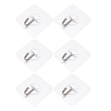 Imagem de DAGIJIRD Pacote com 6 adesivos fortes transparentes ventosas ganchos de parede para cozinha banheiro grande área gancho pesado colado