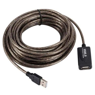 Imagem de Cabo Extensor USB A Macho x USB A Fêmea MD9, com Repetidor, 10 metros, Preto