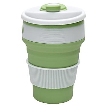 Imagem de Mimo Style Copo Retrátil Com Tampa na Cor Verde, Feito Inteiramente de Silicone. Capacidade 370ml de Bebida. Ideal Para Água, Chá, Suco, Refrigente